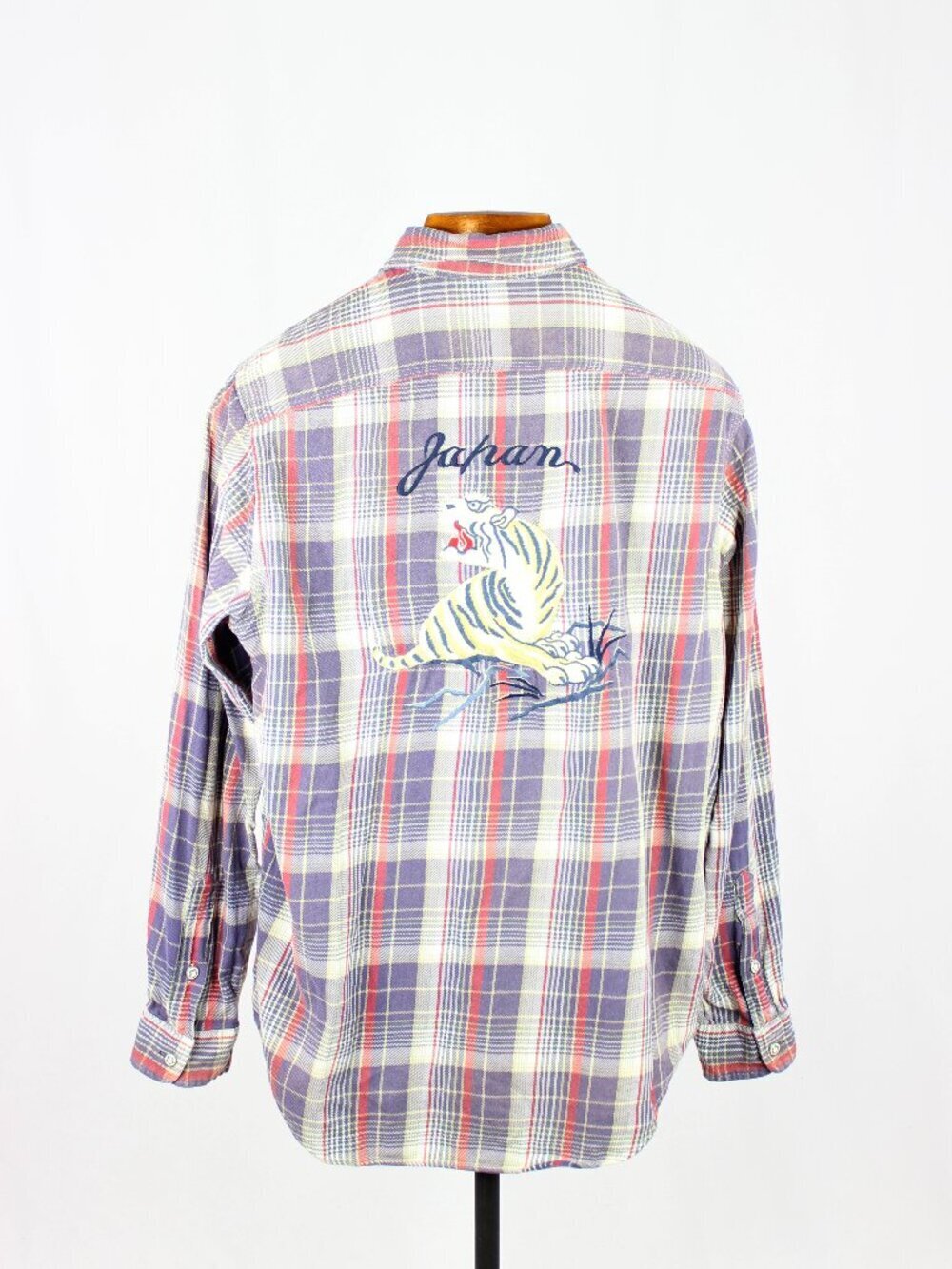 POLO RALPH LAUREN Plaid Cotton Japan Tiger Embroidered Button Down Shirt, Size M